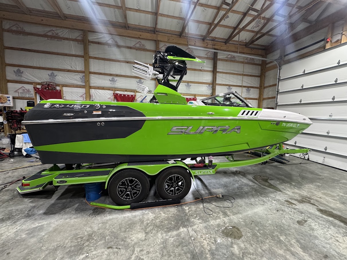 Freshly detailed wake boat